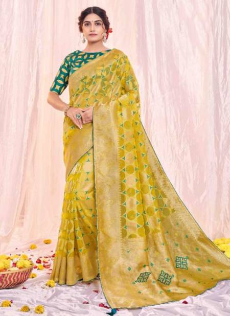 Yellow Colour Rajastha Mahotsav New Latest Designer Ethnic Wear Tissue Silk Printed Saree Collection 42509